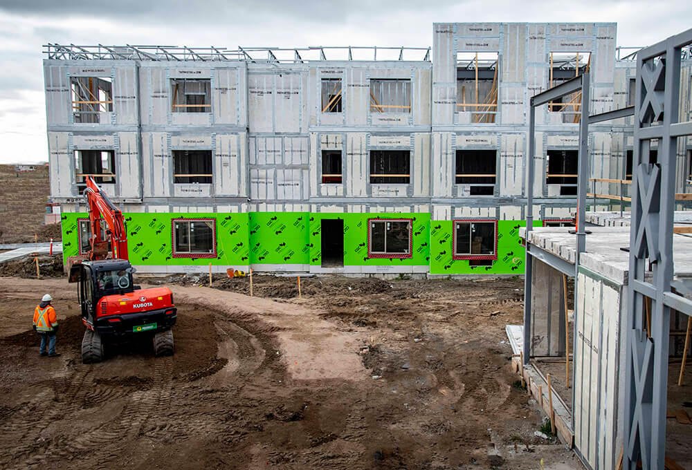 A three-storey commercial building framed in ThermaSteel panels