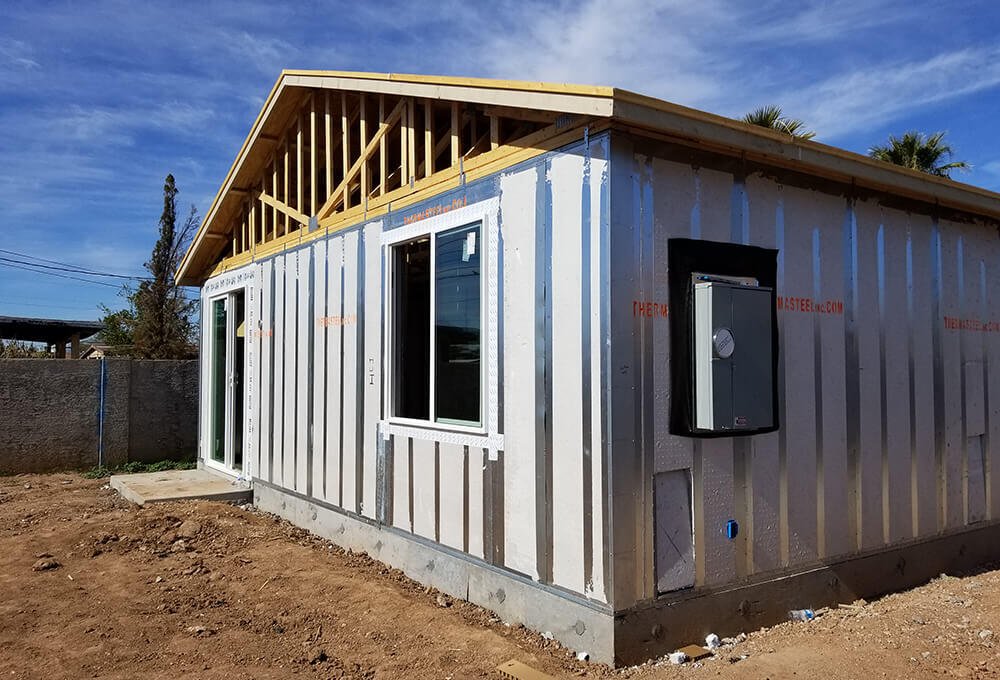A single-storey commercial shell in ThermaSteel panels